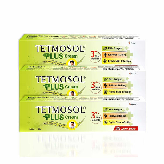 Tetmosol Plus Cream - topical antifungal cream - kills fungus, relieves itching, fights skin infections - Pack of 3 (3 x 10g) 