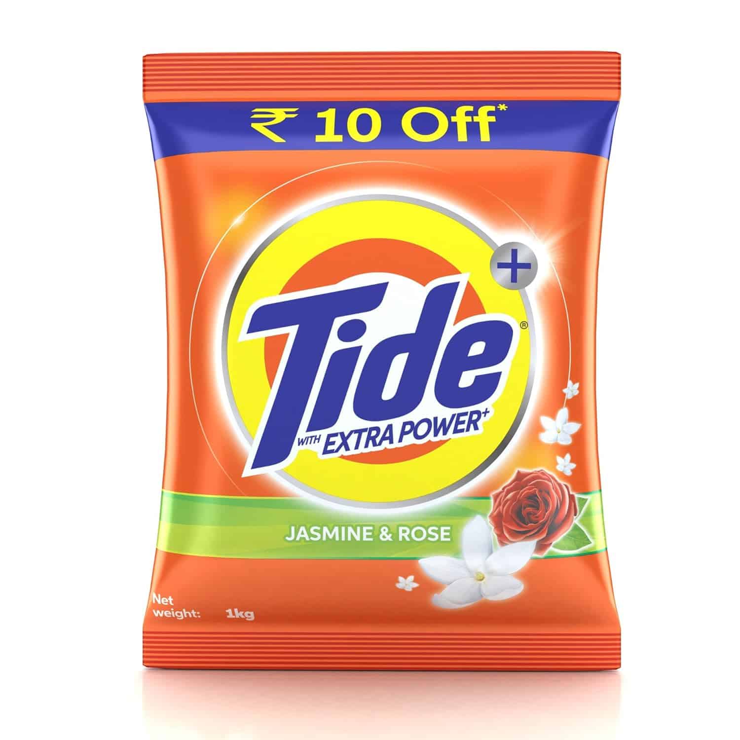 Tide Plus with Extra Power Jasmine and Rose Detergent Washing Powder - 1kg Pack 