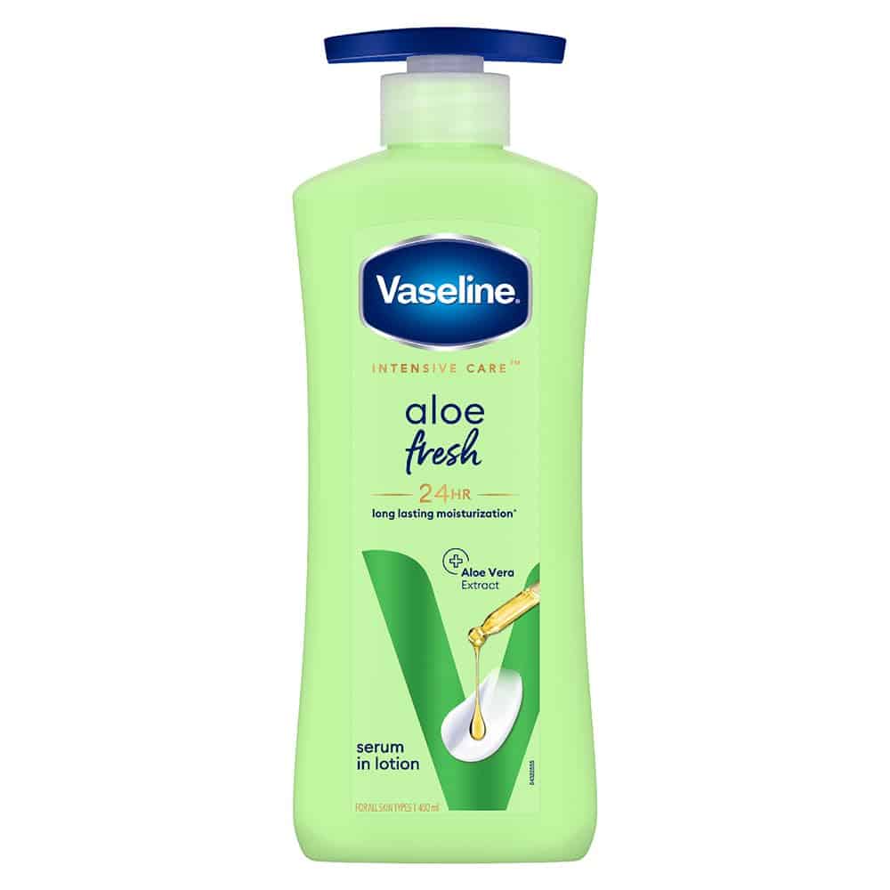 Vaseline Intensive Care, Aloe Fresh Hydrating Body Lotion, 400 ml, for Fresh, Hydrated Skin, with 100% Pure Aloe Vera Extract, for Dry, Rough Skin, for Men & Women 