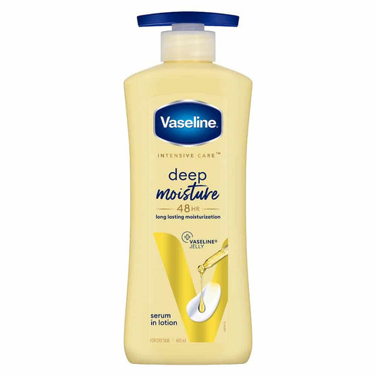 Vaseline Intensive Care Deep Moisture Nourishing Body Lotion 400 Ml, Daily Moisturizer For Dry Skin, Gives Non-Greasy, Glowing Skin - For Men & Women