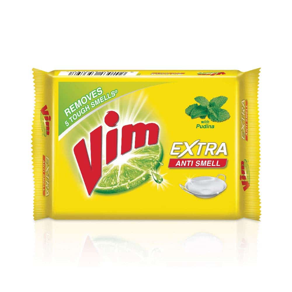 Vim Dishwash Anti Smell Bar, Pudina, Removes Tough Food Smells From Utensils 250 g 