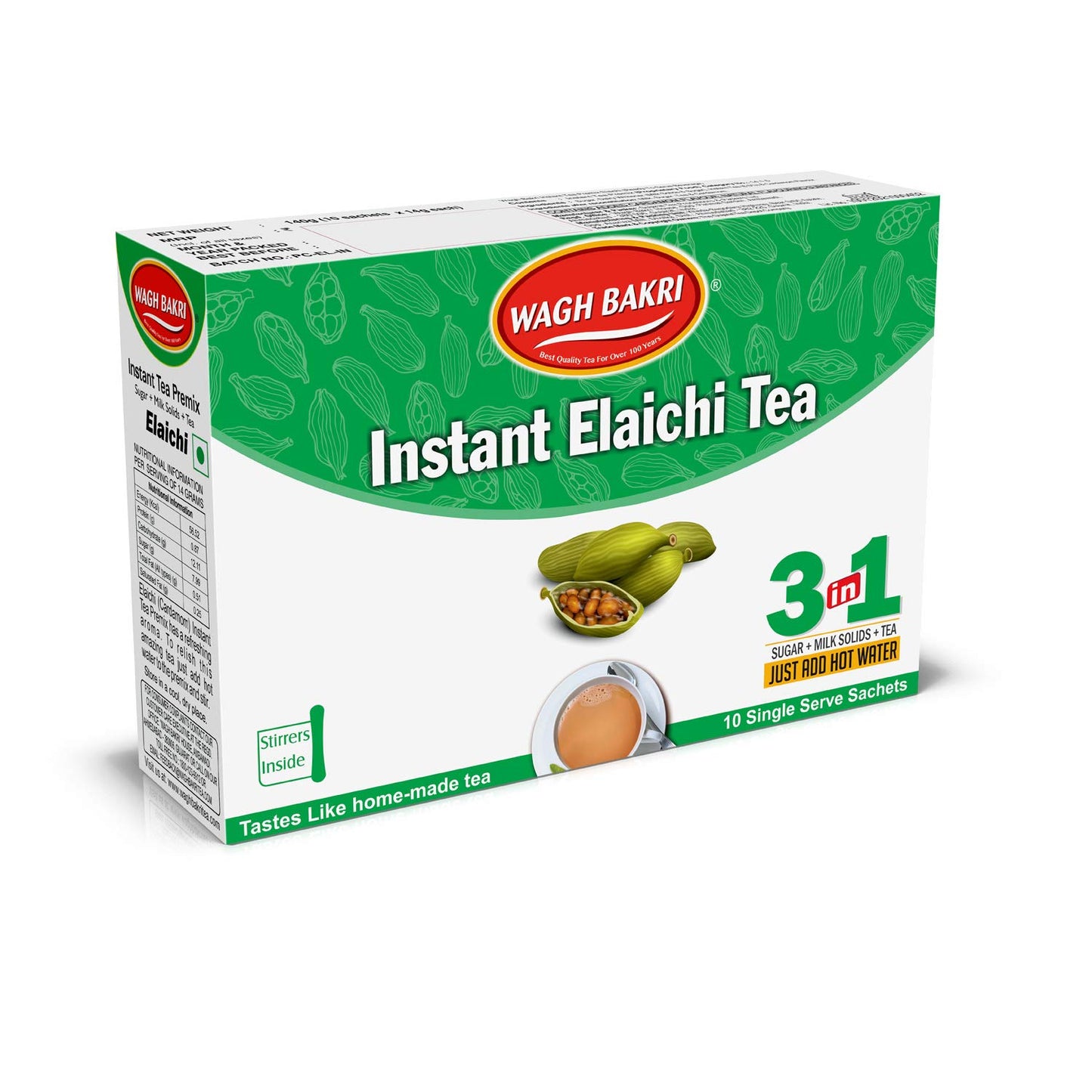 Wagh Bakri Elaichi Instant Chai Tea Premix Powder, 140 Gm