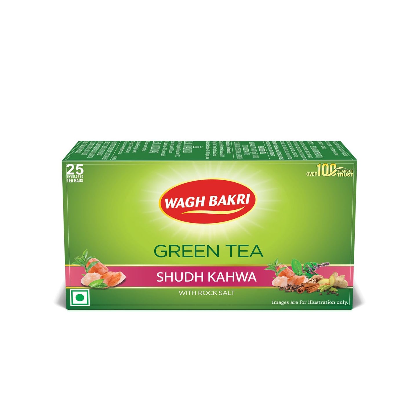 Wagh Bakri Green Tea Shudh Kahwa Tea Bag, 25 Tea Bag Pack Of 1