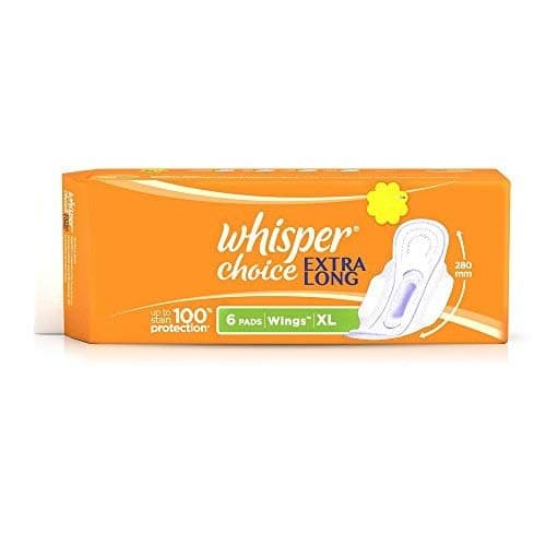 Whisper Choice Sanitary Pads Extra Large Size, Pack of 6 Piece Pack