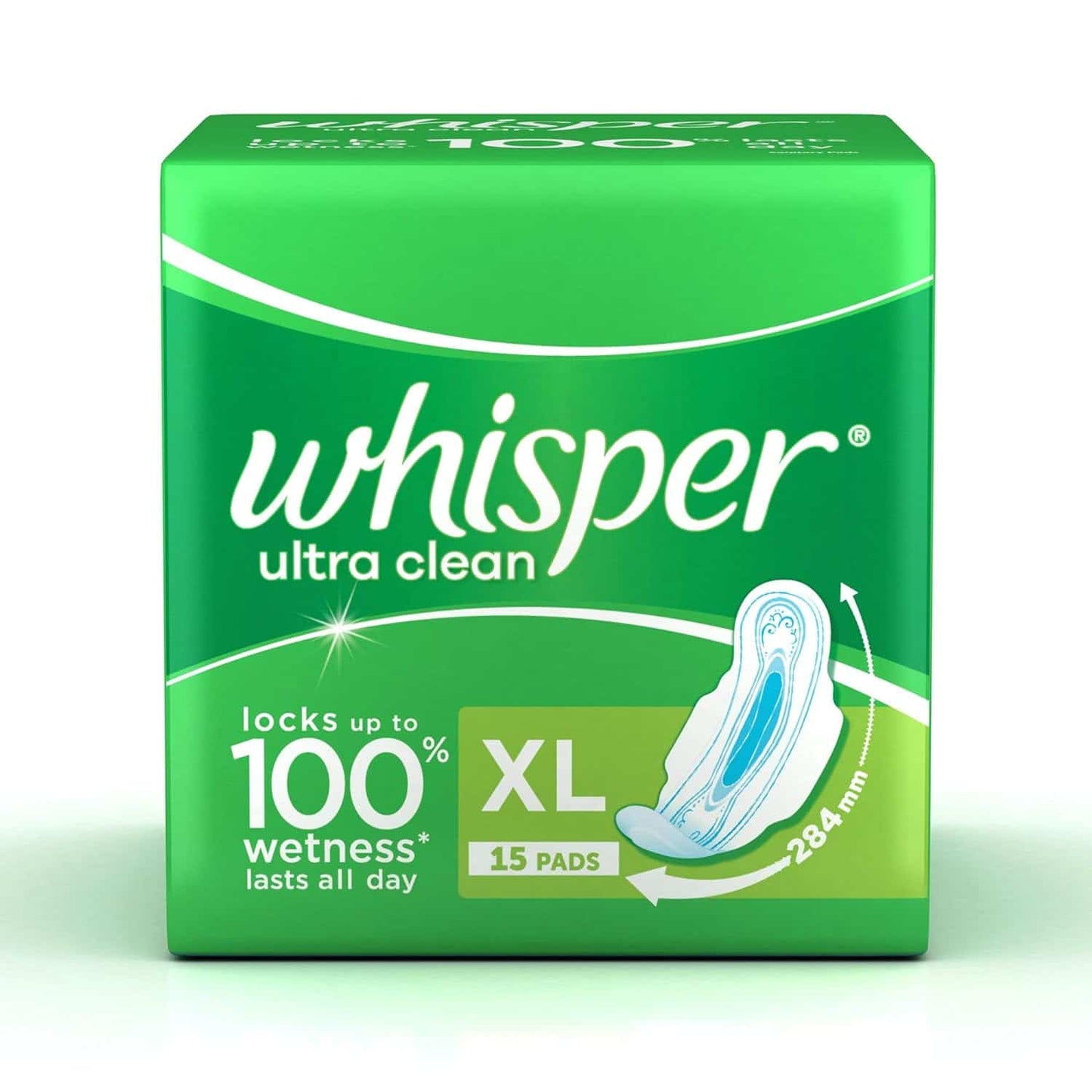 Whisper Ultra Clean Sanitary Pads XL wings (15 Count) (Pack of 1)