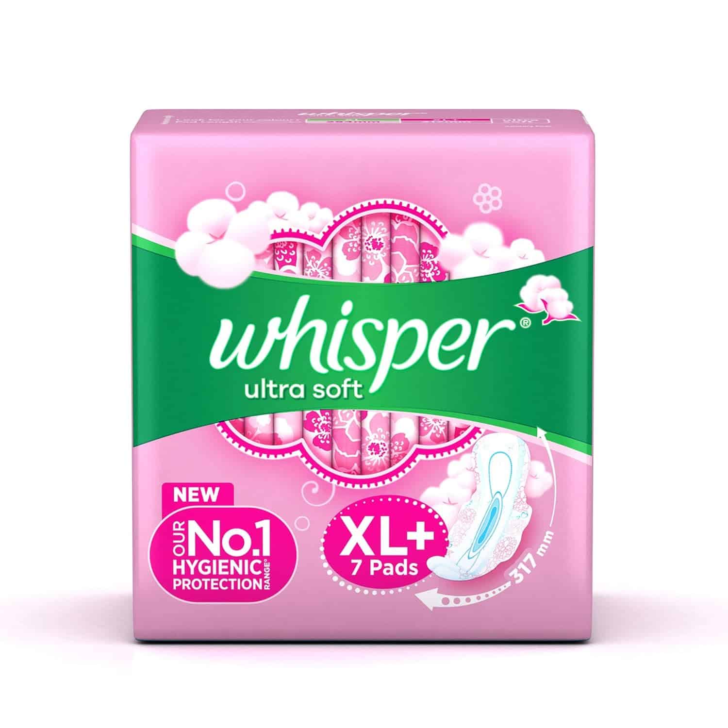 Whisper Ultra Soft Sanitary Pads XL (7 Count) 